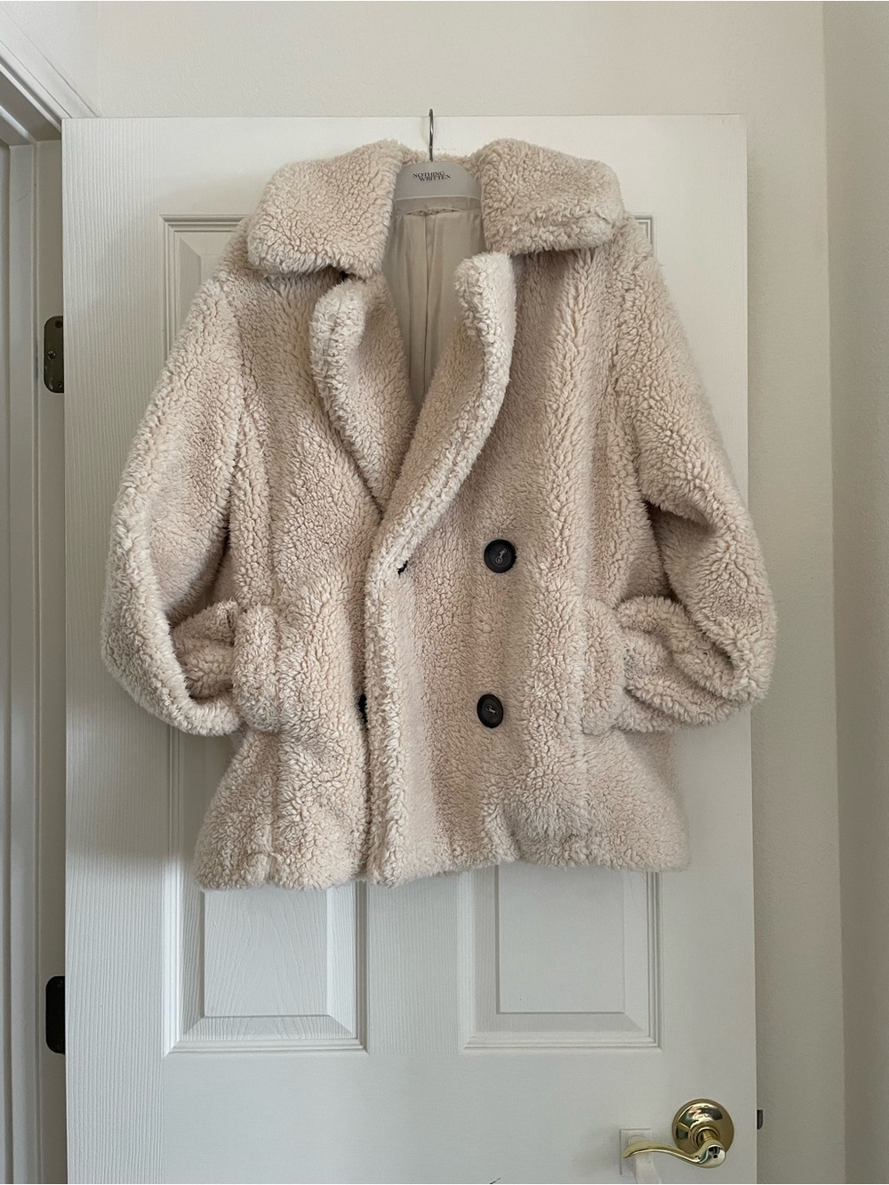 Free People Cream Teddy Peacoat